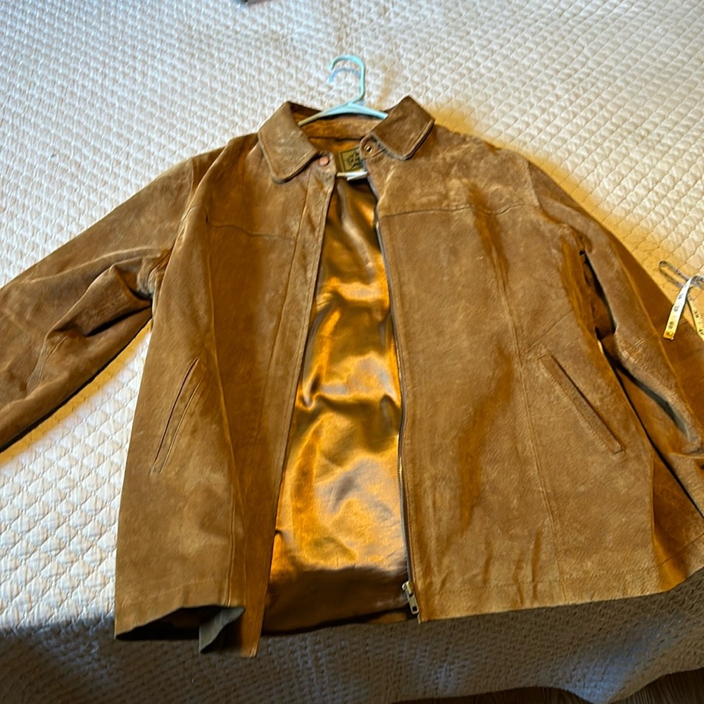 A.M.I leather suede coat